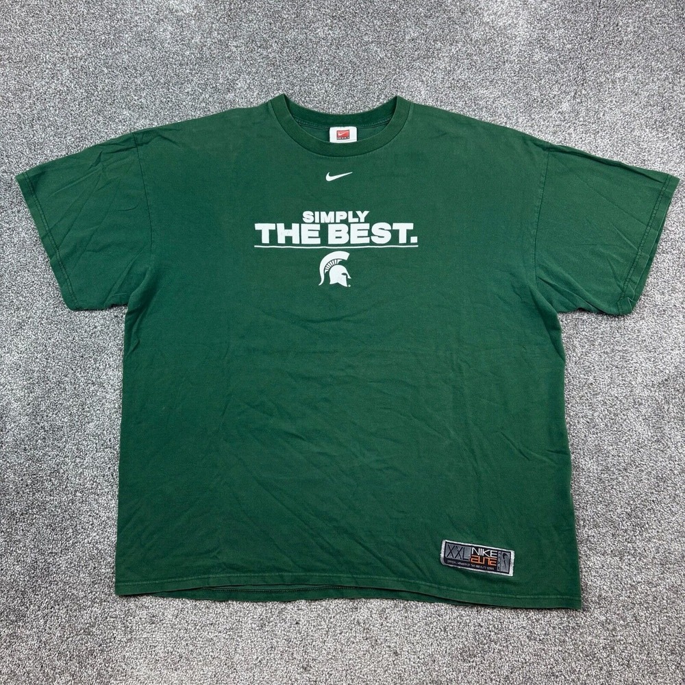 Vintage Michigan State Spartans Shirt Mens 2XL Green Nike Elite Center Swoosh